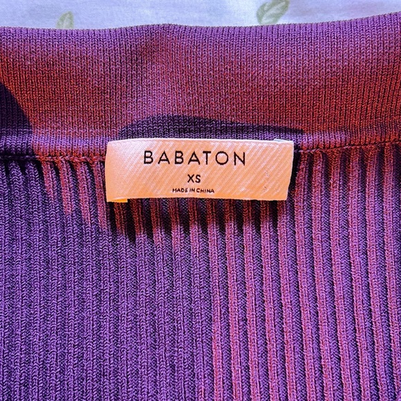 Babaton Ribbed Sculpt Knit Polo Top - Purple Size XS - Picture 2 of 6